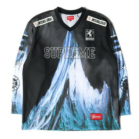 Supreme シュプリーム 雪山柄 マウンテン ホッケージャージ Mountain Hockey Jersey 21AW ブラック 黒 L トップス カットソー Tシャツ 【メンズ】【中古】【新品同様】【K3304】