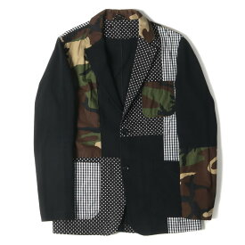 SOPHNET ソフネット ジャケット ミックスファブリック ストレッチ 2B テーラードジャケット FABRIC MIX 2BUTTON UNCON JACKET ブラック 黒 L アウター ブルゾン 【メンズ】【中古】【K3577】