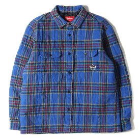 Supreme シュプリーム シャツ スター 刺繍 キルティング チェック ネルシャツ Quilted Plaid Flannel Shirt 21AW ダスティーロイヤル S トップス 長袖 【メンズ】【中古】【K3629】