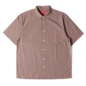 Supreme シュプリーム シャツ タータンチェック 半袖シャツ Plaid S/S Shirt 19SS レッド グリーン 赤緑 M トップス 【メンズ】【中古】【美品】【K3383】