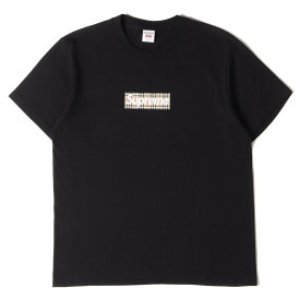 Supreme シュプリーム Tシャツ Burberry バーバリー ノバチェック BOXロゴ クルーネックTシャツ Box Logo Tee 22SS ブラック 黒 M トップス コラボ カットソー 半袖 【メンズ】【中古】【美品】【K3413】