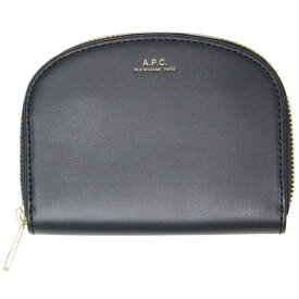 A.P.C. アーぺーセー 財布 ウォレット コンパクト ラウンドジップ レザー Demi-Lune ブラック 黒 ブランド 【レディース】【中古】【美品】【K3753】