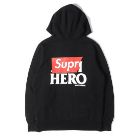 Supreme シュプリーム パーカー ブラック 黒 サイズ:M | ANTIHERO コラボロゴ ジップ スウェットパーカー(Zip-Up Sweat Shirt) | トップス フーディー コラボ【メンズ】【中古】【美品】【K4838】