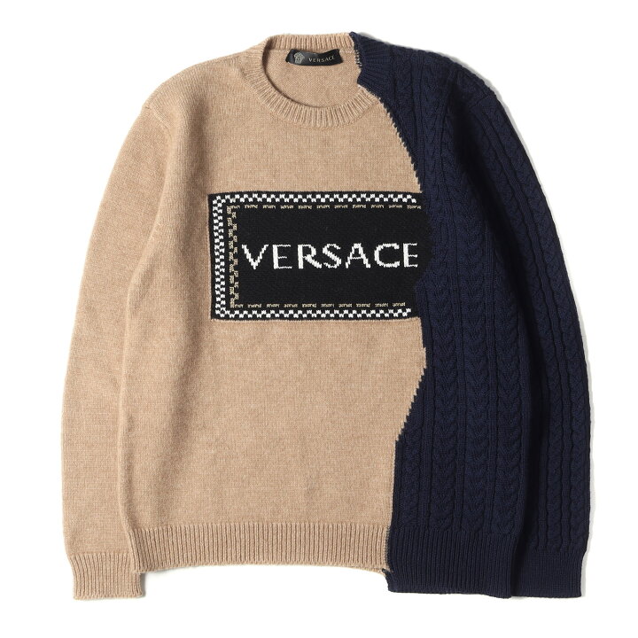 楽天市場】VERSACE ヴェルサーチ ニット ブランドロゴ ケーブル編み 