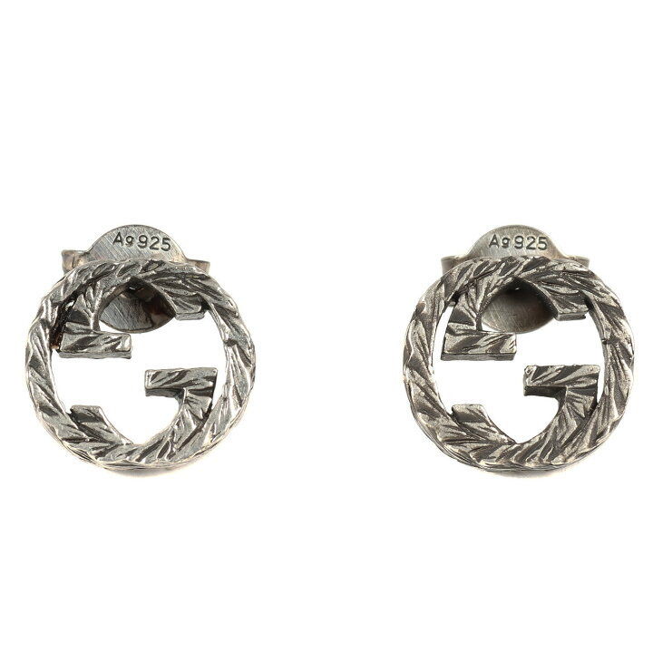 GUCCI グッチ インターロッキングG シルバー ピアス AG925 - ピアス(両 