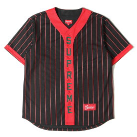 Supreme シュプリーム シャツ バーチカルロゴ ベースボールシャツ Vertical Logo Baseball Jersey 18AW ブラック レッド 黒赤 S トップス カジュアルシャツ 半袖 【メンズ】【中古】【K3750】