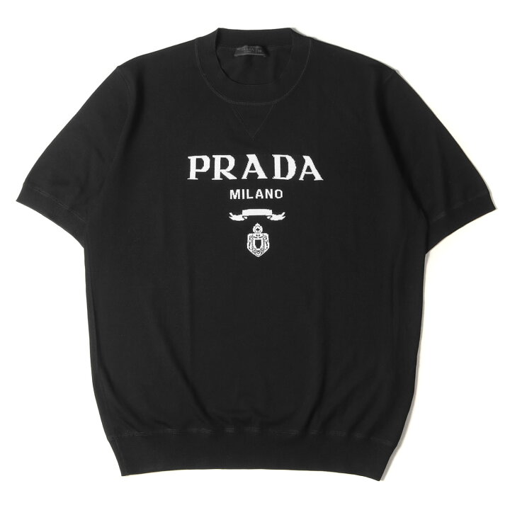 楽天市場】PRADA プラダ ニット サイズ:48 ロゴ デザイン ウール 半袖 