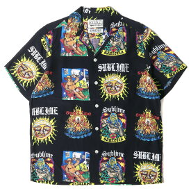 WACKO MARIA ワコマリア シャツ サイズ:S SUBLIME レーヨン ハワイアンシャツ アロハシャツ SS HAWAIIAN SHIRT 20SS ブラック トップス カジュアルシャツ 【メンズ】【中古】【美品】【K4036】