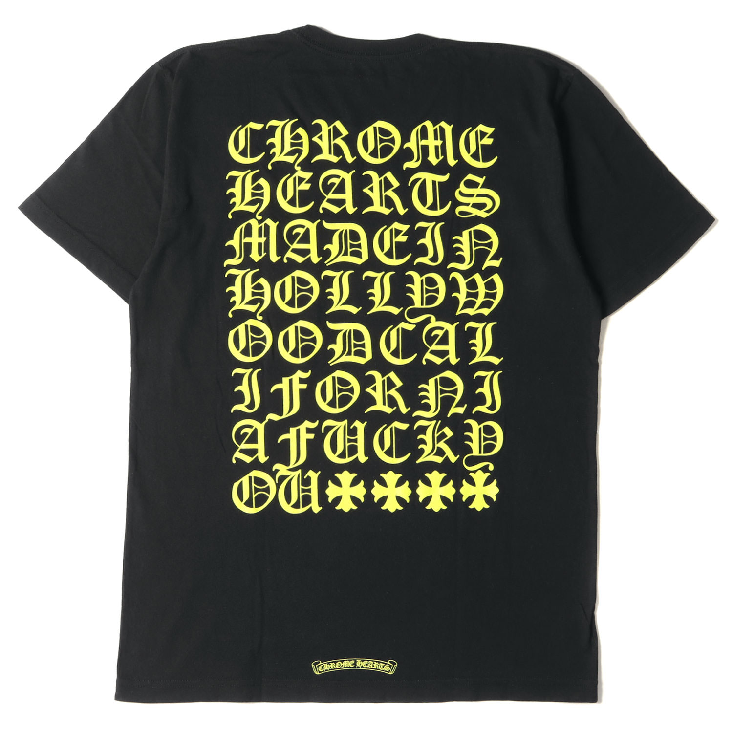CHROME HEARTS クロムハーツ Tシャツ サイズ:L 20SS ネオンカラー スクロールラベル ポケット ブランドロゴ プリント 半袖 ブラック 黒 トップス カットソー 
