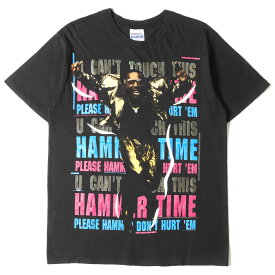 Vintage Rock Item ヴィンテージ Tシャツ サイズ:L 90s MC Hammer Please Hammer Dont Hurt Em クルーネック TシャツHanesボディ / USA製 ブラック 黒 トップス カットソー 半袖 古着 アーティスト 【メンズ】【中古】【K4104】