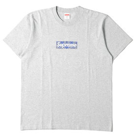 Supreme シュプリーム Tシャツ サイズ:M バンダナ ボックスロゴ クルーネック Tシャツ Bandana Box Logo Tee 19AW ヘザーグレー トップス カットソー 半袖 【メンズ】【中古】【美品】【K4056】