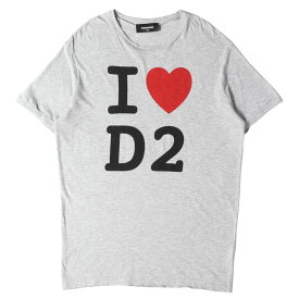 DSQUARED2 ディースクエアード Tシャツ サイズ:XL 20SS I LOVE D2プリント クルーネック Tシャツ S74GD0670 グレー トップス カットソー 半袖 【メンズ】【中古】【美品】【K4080】
