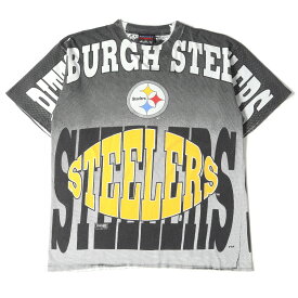 90s Pittsburgh Steelers 全面プリント クルーネック Tシャツ 90年代 ピッツバーグ・スティーラーズ NFL アメフト ホワイト L 90s - 00s ヴィンテージ 古着 Vintage Used トップス カットソー 半袖【メンズ】【中古】【K3850】