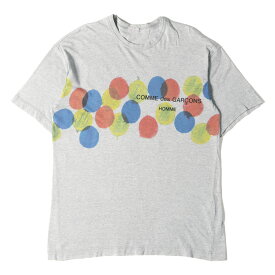 COMME des GARCONS コムデギャルソン Tシャツ ロゴ ドット プリント クルーネック 半袖 Tシャツ 99AW HT-040400 HOMME AD1999 田中オム アーカイブ グレー 日本製 ブランド トップス カットソー【メンズ】【中古】【K4095】