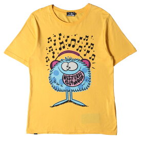 HYSTERIC GLAMOUR ヒステリックグラマー Tシャツ サイズ:S Kevin Lyons ロゴ キャラクター クルーネック Tシャツ HYS DUDE 02183CT03 18AW ケヴィン ライオンズ イエロー 日本製 ブランド トップス カットソー 半袖 【メンズ】【中古】【K4100】