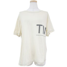 GOLDEN GOOSE DELUXE BRAND ゴールデングース デラックス ブランド カットソー Tシャツ プルオーバー トップス ベージュ S クルーネック 半袖 ロゴ プリント TM コットン 綿 おしゃれ シンプル きれいめ 大人女子 上品 カジュアル 着回し【レディース】【中古】【K4023】