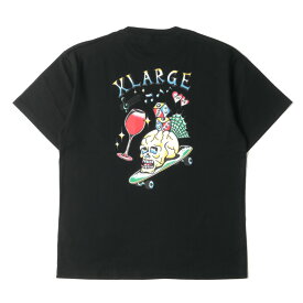 X-LARGE エクストララージ Tシャツ サイズ:L 22SS スカル タトゥーアート プリント ヘビーウェイト ポケット 半袖 クルーネック Tシャツ GOOD TIME S/S POCKET TEE ブラック 黒 トップス カットソー 【メンズ】【中古】【K4036】