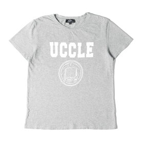 A.P.C. アーペーセー Tシャツ サイズ:S UCCLE ロゴ プリント クルーネック 半袖 Tシャツ カレッジ 霜降り グレー トップス カットソー ブランド 【メンズ】【中古】【K4059】