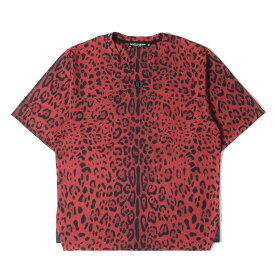 DOLCE&GABBANA ドルチェ&ガッバーナ Tシャツ サイズ:46 22SS メタル DG ロゴ レオパード ヒョウ柄 コットン ポリ クルーネック 半袖 Tシャツ G8NR4Z IS7AK 総柄 レッド 赤 トップス カットソー【メンズ】【中古】【美品】【K4107】