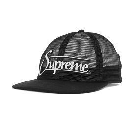 Supreme シュプリーム キャップ 23SS ブランドロゴ メッシュ 6パネル キャップ Mesh 6-Panel ブラック 黒 帽子 【メンズ】【中古】【美品】【K4107】