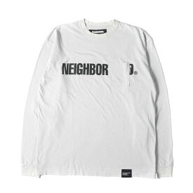 NEIGHBORHOOD ネイバーフッド Tシャツ サイズ:XL 23SS ブランドロゴ ロングスリーブ 長袖 ポケット クルーネック Tシャツ LOGO PRINT CREWNECK LS グレー トップス カットソー ロンT 【メンズ】【中古】【K4062】