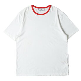 AMI Alexandre Mattiussi アミアレクサンドルマテュッシ Tシャツ サイズ:M フロッキー ロゴ プリント リンガー Tシャツ トリム ホワイト レッド 白 赤 トップス カットソー【メンズ】【中古】【K4090】