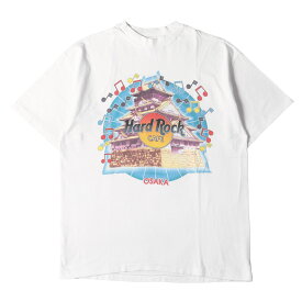 90s Hard Rock CAFE 大阪 限定 大阪城 クルーネック 半袖 Tシャツ Hanesボディ / USA製 ホワイト 白 L 90s - 00s ヴィンテージ古着 Vintage / Used トップス カットソー アメカジ 【メンズ】【中古】【K4051】