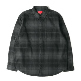 Supreme シュプリーム シャツ サイズ:L 23SS シャドーチェック ボタンダウン フランネル シャツ Shadow Plaid Flannel Shirt ブラック グレー トップス カットソー チェックシャツ ネルシャツ【メンズ】【中古】【美品】【K3916】