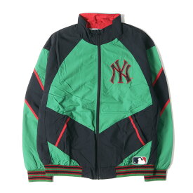 Supreme シュプリーム ジャケット サイズ:L 21AW New York Yankees MLB ナイロン トラック ジャケット Track Jacket ジャケット グリーン ブラック アウター ブルゾン コラボ 【メンズ】【中古】【美品】【K4103】