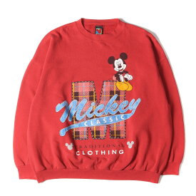 Disney ディズニー スウェット サイズ:2XL 90s ミッキーマウス クルーネック スウェットシャツ USA製 レッド 赤 トップス トレーナー ディズニーオフィシャルアイテム 90年代 古着 【メンズ】【中古】【K4092】