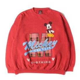 Disney ディズニー スウェット サイズ:2XL 90s ミッキーマウス クルーネック スウェットシャツ USA製 レッド 赤 トップス トレーナー ディズニーオフィシャルアイテム 90年代 古着 【メンズ】【中古】【K4056】