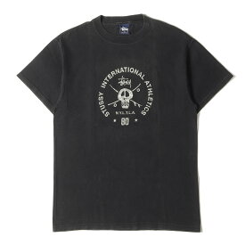 STUSSY ステューシー Tシャツ サイズ:M 90s OLD STUSSY オールドステューシー 紺タグ スカル プリント クルーネック 半袖 Tシャツ ブラック 黒 トップス カットソー 90年代 古着【メンズ】【中古】【K4066】