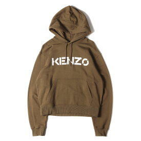 KENZO ケンゾー パーカー サイズ:M フロント ロゴ スウェット パーカー KENZO LOGO CLASSIC HOODIE FA65SW3004MD トップス フーディー プルオーバー 裏起毛 カーキ ブランド【メンズ】【中古】【K4062】