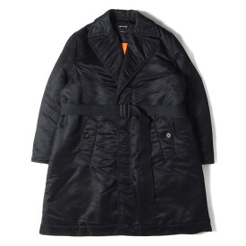 Calvin Klein カルバンクライン コート サイズ:34 17AW ベルテッド ナイロン サテン パテッド ステンカラー コート TRENCHCOAT 74MWCA18 中わた 205w39nyc ネイビー 紺 イタリア製 アウター ジャケット【メンズ】【中古】【K4043】