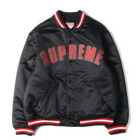 Supreme シュプリーム ジャケット サイズ:L 21SS Mitchell & Ness ミッチェル&ネス サテン バーシティ ジャケット スタジャン Satin Varsity Jacket ブラック 黒 アウター ブルゾン コラボ【メンズ】【中古】【美品】【K3937】