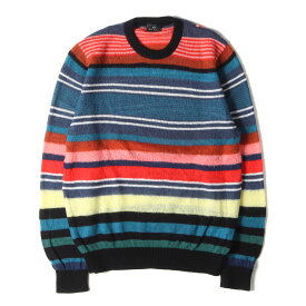 Paul Smith ポールスミス ニット サイズ:M マルチ ボーダー ウール ブレンド クルーネック ニット セーター PULLOVER CREW NECK 292991 PY047I プルオーバー PS マルチカラー トップス 長袖 【メンズ】【中古】【K4096】