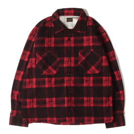 TENDERLOIN テンダーロイン シャツ サイズ:S 16AW プリントチェック オープンカラー フランネル 長袖 シャツ T-PRINT FLANNEL CHECK SHT レッド トップス カジュアルシャツ 【メンズ】【中古】【K4098】