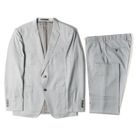 BOSS ボス TRABALDO TOGN社製 Super120 ウール 3B テーラード ジャケット ツータック スラックス パンツ セットアップ スーツ SLIM FIT ライトグレー ブランド【メンズ】【中古】【K4098】