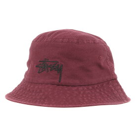 STUSSY ステューシー ハット サイズ:L/XL ストックロゴ バケットハット バーガンディー 帽子 【メンズ】【中古】【美品】【K4063】