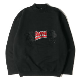 VETEMENTS ヴェトモン スウェット サイズ:XS 18AW ロゴワッペン オーバーサイズ ヘビー スウェットシャツ Logo Embroidered Sweatshirts ブラック 黒 トップス トレーナー【メンズ】【中古】【K4027】