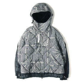 Sacai サカイ ジャケット サイズ:2 Dr. Woo バンダナ プリント フーデッド パテッド ジャケット 中綿 (Bandana Print Jacket 20-02332M) ブルゾン ペイズリー コーデュロイ ナイロン 20AW グレー ブラック アウター【メンズ】【中古】【美品】【K4092】