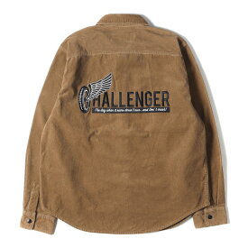 CHALLENGER チャレンジャー シャツ サイズ:M 20AW ロゴ 刺繍 コーデュロイ ワーク 長袖 シャツ L/S CORDUROY WORK SHIRT ブラウン トップス カジュアルシャツ【メンズ】【中古】【美品】【K4043】