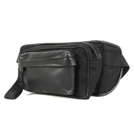 MONCLER モンクレール バッグ 18SS レザー コンビ ナイロン ヒップ バッグ HIP BAG D209A0063110 ウエスト ボディ ショルダー ブラック 黒 カバン【メンズ】【中古】