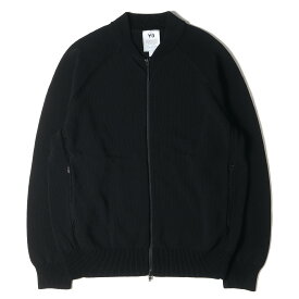 Y-3 ワイスリー ジャケット サイズ:S 22SS バックロゴ コットン ナイロン ニット ジップ ブルゾン CLASSIC KNIT FULLZIP SWEATER GV4216 アウター セーター コート ブラック 黒【メンズ】【中古】【美品】【K4038】