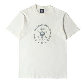 STUSSY ステューシー Tシャツ サイズ:S 90s OLD STUSSY 紺タグ スケボー スカル クルーネック Tシャツ USA製 ホワイト 白 90年代 アーカイブ トップス カットソー 半袖【メンズ】【中古】【K4043】