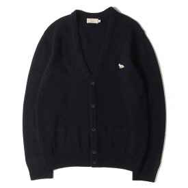 MAISON KITSUNE メゾン キツネ カーディガン サイズ:XL 19AW ワンポイント ワッペン 刺繍 ウール ニット カーディガン WOOL CARDIGAN DM00514KT1014 ダークネイビー 紺 トップス セーター 長袖【メンズ】【中古】【K4043】