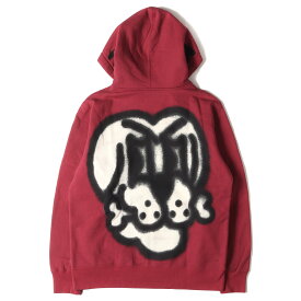 Supreme シュプリーム パーカー サイズ:M スプレー グラフィック ジップ スウェット パーカー Bone Zip Up Sweatshirt カーディナル トップス フーディー スウェットシャツ【メンズ】【中古】【美品】【K3980】