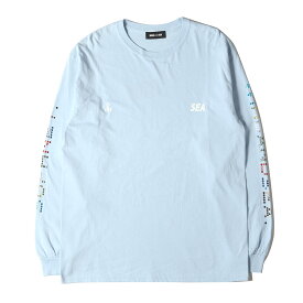 WIND AND SEA ウィンダンシー Tシャツ サイズ:L 20SS SOPHNET ソフネット ラインストーンロゴ ロングスリーブ Tシャツ RHINESTONE L/S TEE ブルー トップス カットソー 長袖【メンズ】【中古】【美品】【K4035】