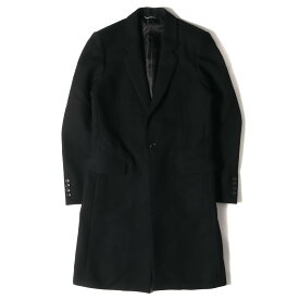 JOHN LAWRENCE SULLIVAN ジョンローレンスサリバン コート サイズ:46 ウール カシミヤ メルトン 1B チェスター フィールド コート MELTON CHESTERFIELD COAT ブラック 黒 アウター ジャケット 上着【メンズ】【中古】【K4035】