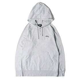 STUSSY ステューシー パーカー サイズ:M ストックロゴ ハーフボタン ライトウェイト パーカー ヘザーグレー トップス フーディー【メンズ】【中古】【K4063】